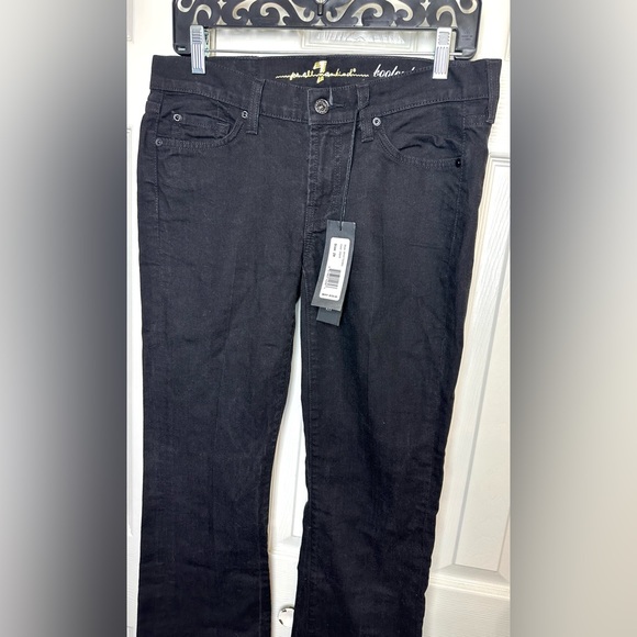 New 7 FOR ALL MANKIND Black Bootcut Denim Jeans Rhinestone Label NWT $235 Dark - Picture 5 of 12